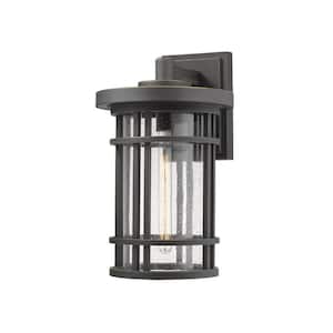 1-Light Oil Rubbed Bronze Outdoor Wall Sconce with Clear Seedy Glass