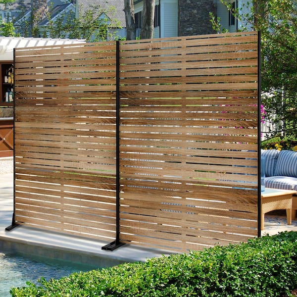 47" W x 71" H Brown Metal Privacy Screen-Decorative Outdoor Panel for Deck, Patio, Balcony & Garden