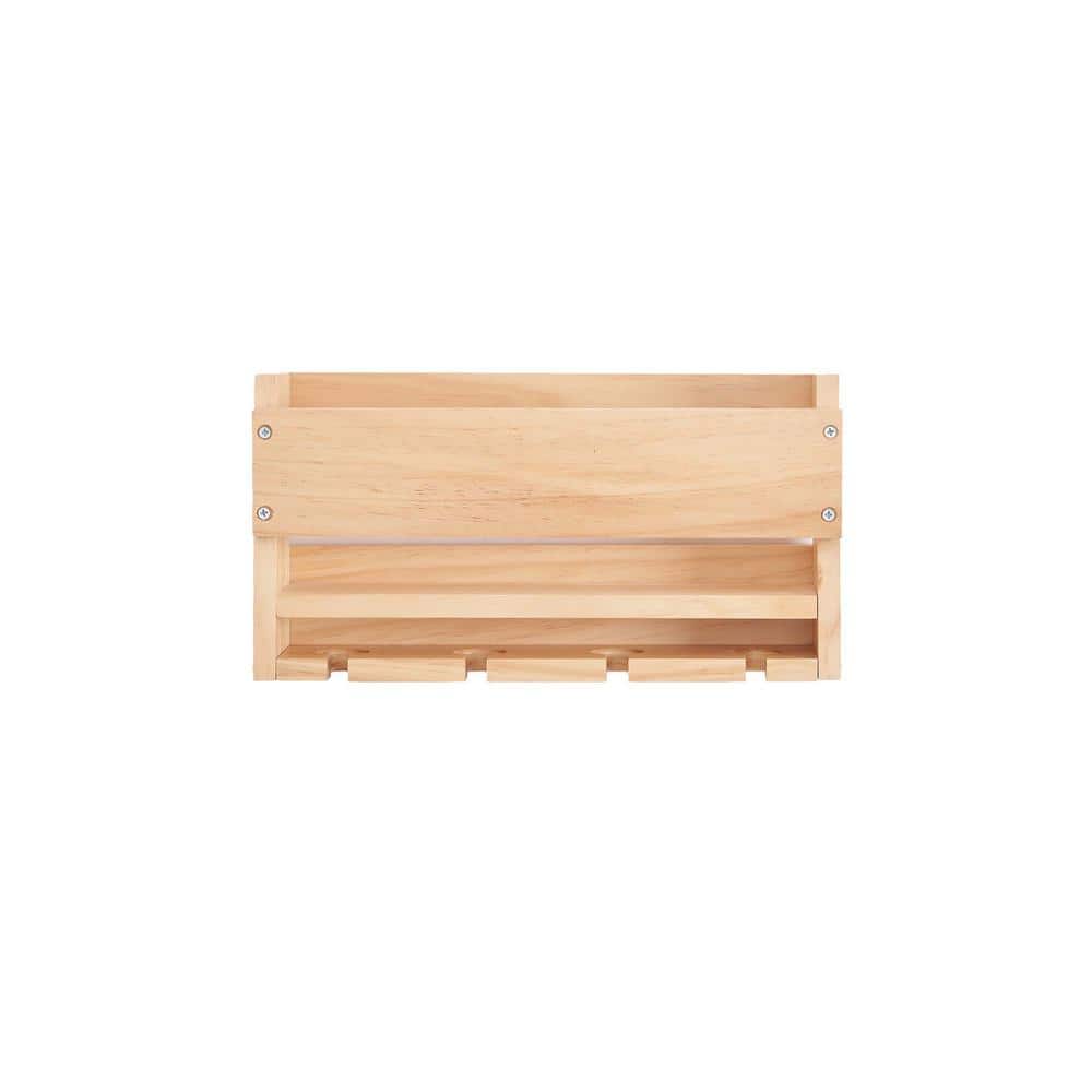 Wall-Mounted Wine Rack with Glass Holder for Living Room, Kitchen, Natural
