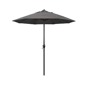 7.5 ft. Black Aluminum Market Patio Umbrella Auto Tilt in Charcoal Sunbrella