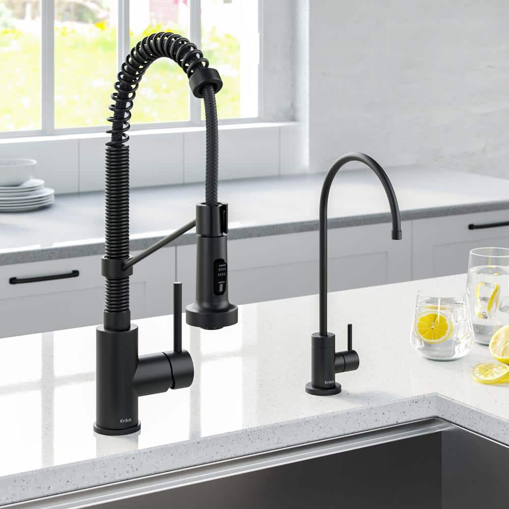 Matte Black Commercial Style Pull-Down Kitchen Faucet with Spray