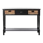 Christa 45 in. Distressed Black Standard Rectangle Wood Console Table with Drawers