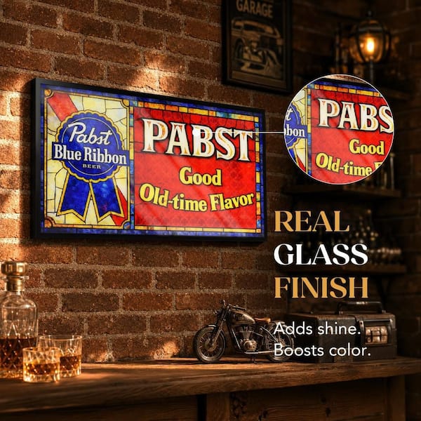 希少Pabst Blue Ribbon Beer ビンテージ ディスプレイ American Art Decor Pabst PBR Blue Ribbon Framed Vintage Theme