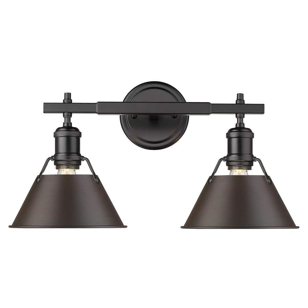 Orwell 4.875 in. 2-Light Black Vanity Light with Rubbed Bronze Shade price history on PriceWatchPro