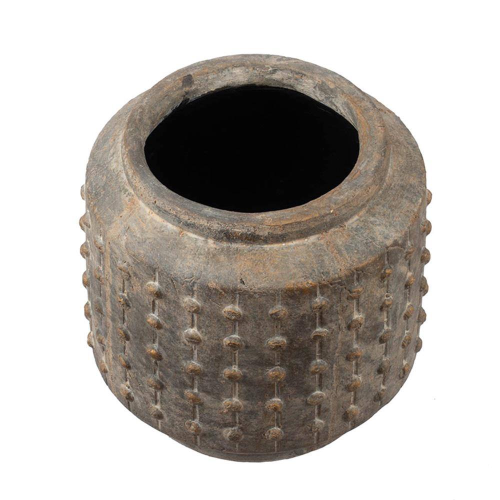 Distressed Gray Ceramic Beaded Indoor Outdoor Planter