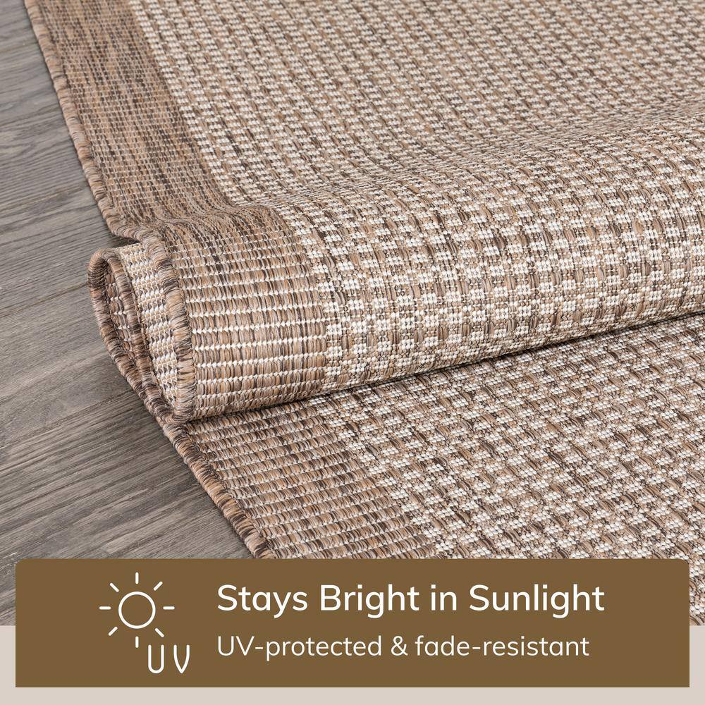 Ivory Synthetic Flat Woven 8' x 10' Indoor/Outdoor Rug