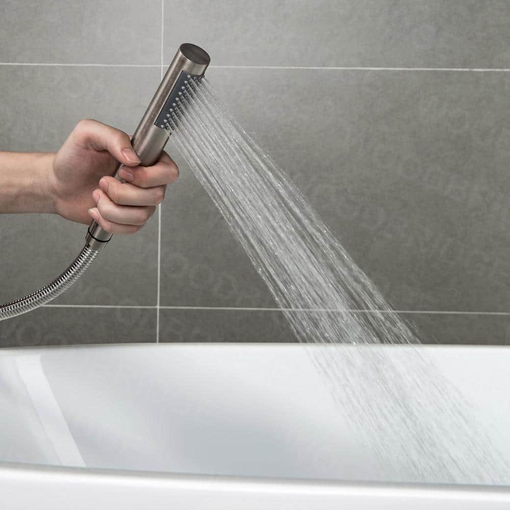 Brushed Nickel Freestanding Tub Filler Faucet with Hand Shower