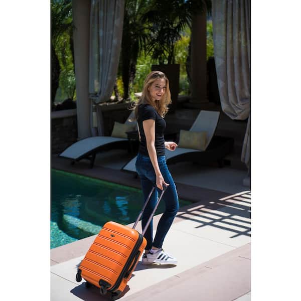 Rockland Melbourne 3-Piece Hardside Spinner Luggage Set, Orange