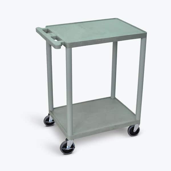 HE 24 in. W x 18 in. D x 33.5 in. H, 2-Shelf Utility Cart in Gray