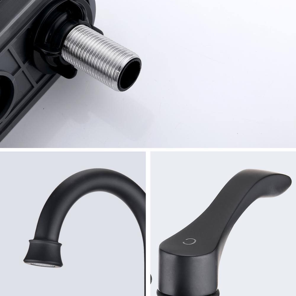 Matte Black Double Handle High Arc Bathroom Faucet with Pop Up Drain