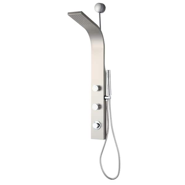 Cici Series 39 in. 2-Jetted Shower Tower with Heavy Rain Shower and Body Jets and Spray Wand in Brushed Nickel