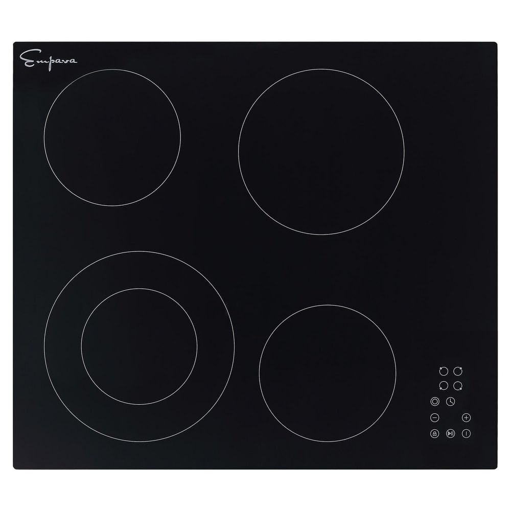 24 in. ETL-Certified 4 EGO Heating Elements Electric Radiant Cooktop, 240V 6400W, Glass Ceramic Surface, Black