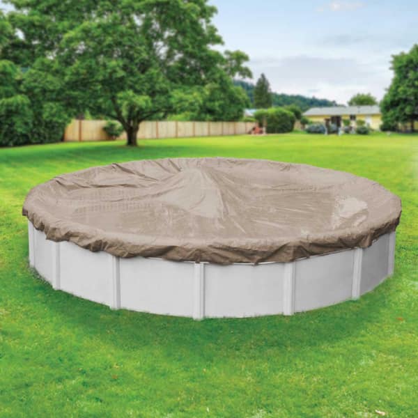 Pool Mate Sandstone 18 ft. Round Sand Solid Above Ground Winter Pool Cover