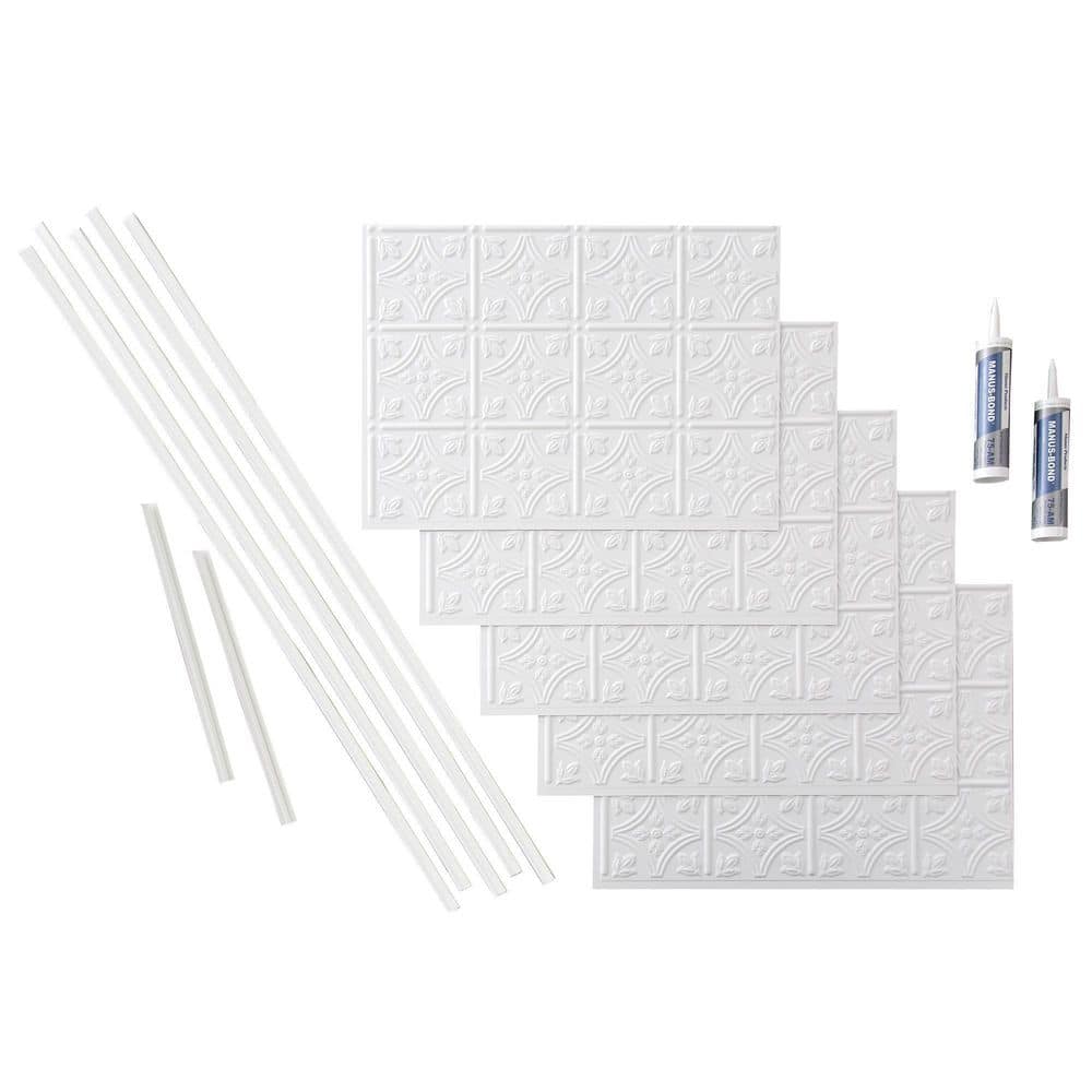 Traditional 1 18 in. x 24 in. Matte White Vinyl Decorative Wall Tile Backsplash 15 sq. ft. Kit price history on PriceWatchPro