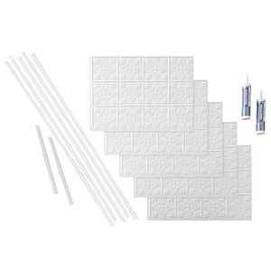 Traditional 1 18 in. x 24 in. Matte White Vinyl Decorative Wall Tile Backsplash 15 sq. ft. Kit
