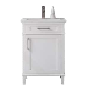 Garci 24 in. W x 18 in. D x 34 in. H Bathroom Vanity in White with White Porcelain Top with White Sink