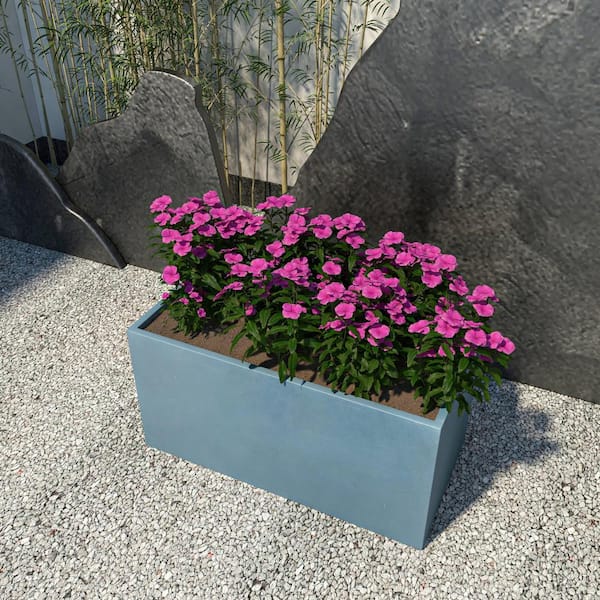 Bloom 23.6 in. Aged Concrete, Fiberstone and Clay Planter Rectangular for Indoor and Outdoor