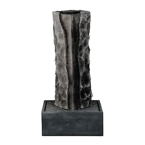 40.5 in. H Water Fountain Fiberglass Outdoor Modern Pillar Stone Textured Underground With Auto Shut Off Pump,Gray