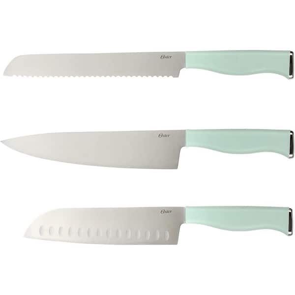 Styled Settings White Stainless Steel Knife Set with Walnut Block
