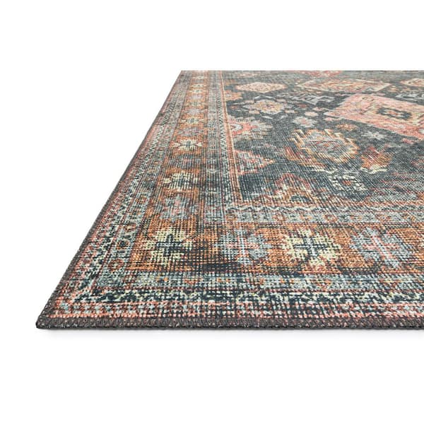 Skye Sea / Rust 2 ft. 6 in. x 12 ft. Printed Distressed Oriental Runner Rug