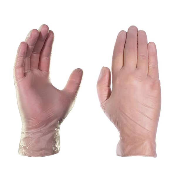 AMMEX GlovePlus Medium Clear Vinyl Disposable 4 mil Industrial Powdered Gloves (100-Count)