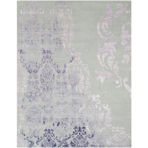 Tibetan 9 ft. x 12 ft. Beige/Purple Ornate Distressed Area Rug