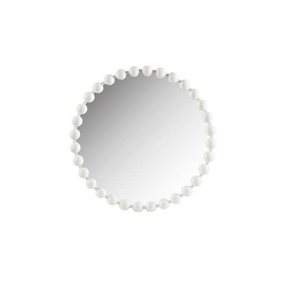 ilemong 27 in. W. x 27 in. H Round Wall Mirror Metal Frame in White Wall Mounted Mirror for Living Room, Entryway