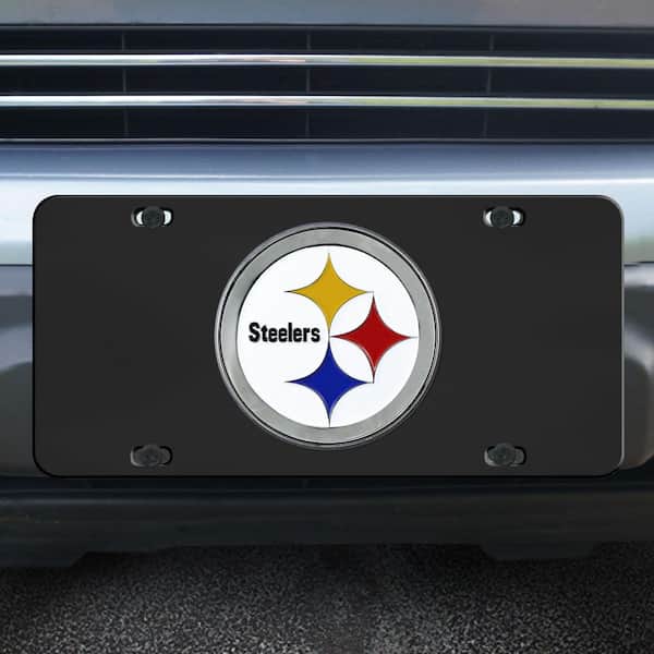 NFL Pittsburgh Steelers Black Bkg Laser Chrome Acrylic License Plate Frame  #Q-GC7095 