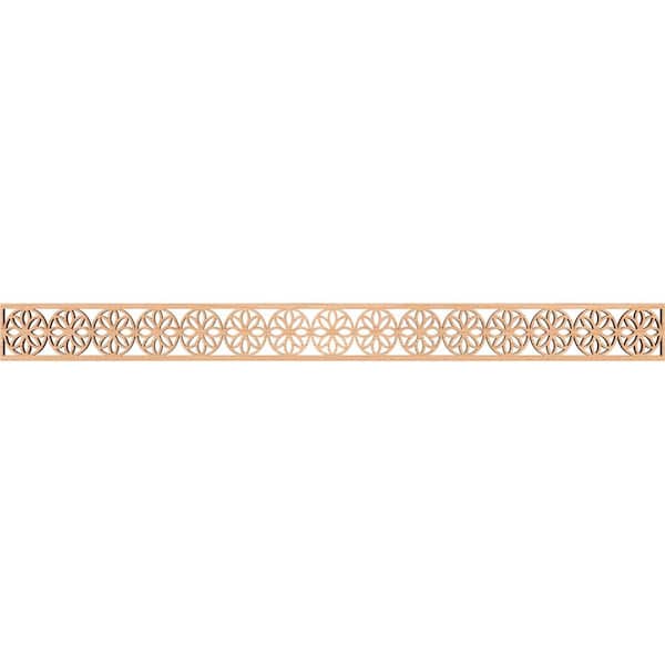 Ekena Millwork Blume Fretwork 0.375 in. D x 46.375 in. W x 4 in. L Hickory Wood Panel Moulding