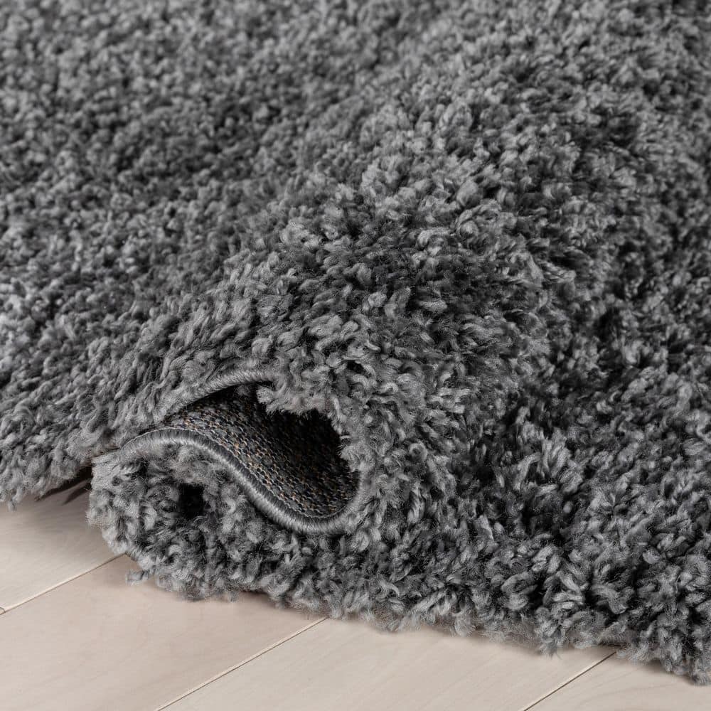 Dark Grey 5' x 7' Rectangular Synthetic Shag Area Rug