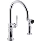 Artifacts Single-Handle Kitchen Faucet with Swing Spout and Side Sprayer in Polished Chrome