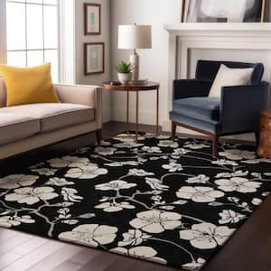 Mayfield Premium Machine Washable Abstract AMF1032 Black 8 ft. x 10 ft. Area Rug