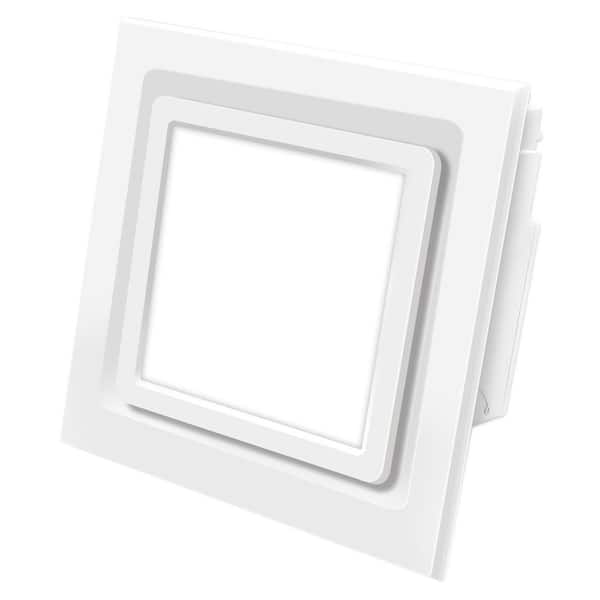 Bathroom Ventilation Fan with Adjustable Three Color LED Light Ultra Quiet 141 CFM 0.7 Sones Square White