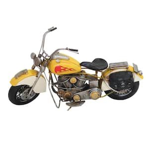 Vintage Style Metal Model Motorcycles in Yellow