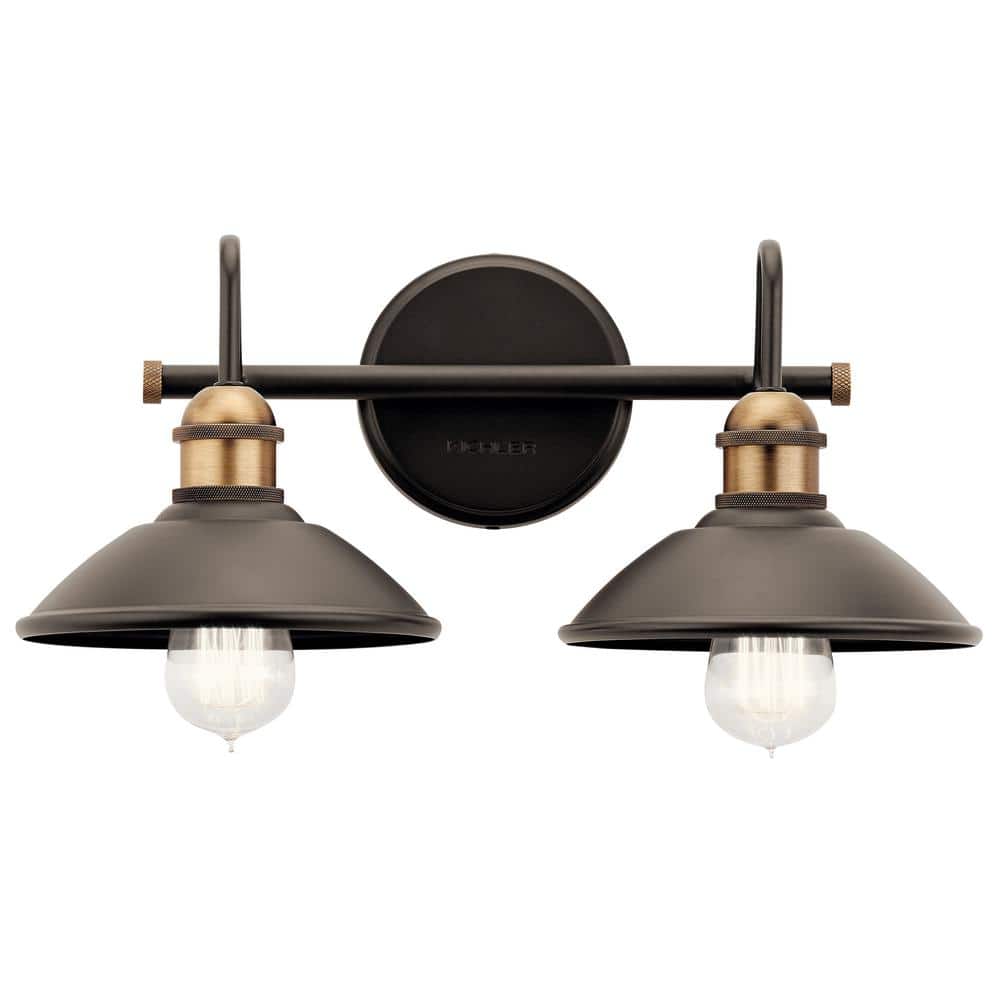 Clyde 16.75'' Bronze and Champagne 2-Light Vanity Fixture