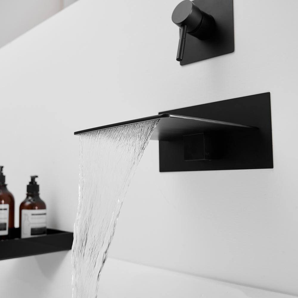 Matte Black Wall Mount Single Handle Brass Faucet