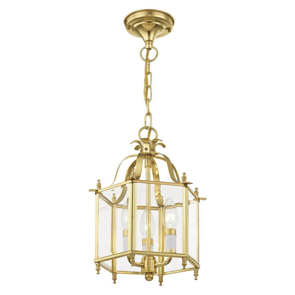 Polished Brass 3-Light Mini Pendant with Clear Glass