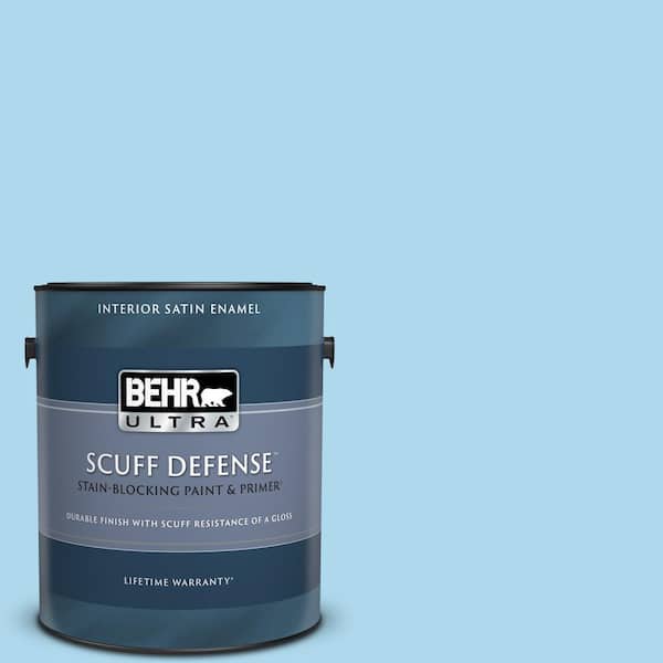 BEHR ULTRA 1 gal. #540A-3 Blue Feather Extra Durable Satin Enamel Interior Paint & Primer