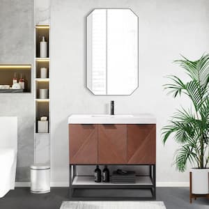 Mahon 36 in. W x 22 in. D x 33.9 in. H Single Sink Bath Vanity in Walnut with White Grain Composite Stone Top