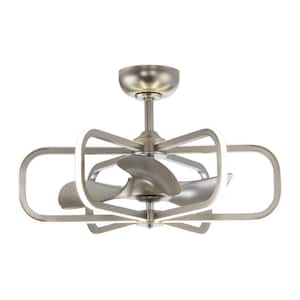 29 in. Integrated LED Indoor Silver Painted Ceiling Fan Chandelier with Light and Remote Control, Reversible DC motor