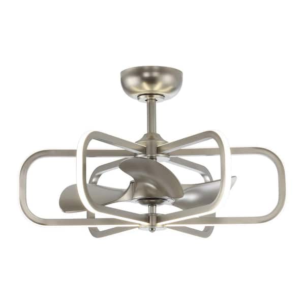 Parrot Uncle 29 in. Integrated LED Indoor Silver Painted Ceiling Fan Chandelier with Light and Remote Control, Reversible DC motor