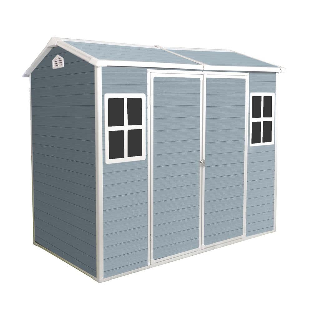 Mondawe 8 ft. x 4 ft. Gray Resin Outdoor Storage Shed with Floor