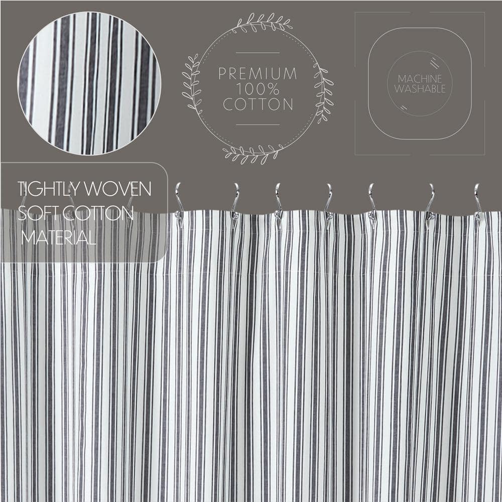 Sawyer Mill Black and White Ticking Stripe Fabric Shower Curtain 72x72