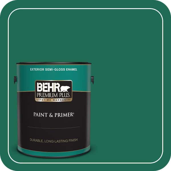 BEHR PREMIUM PLUS 1 gal. #P430-7 Sparkling Emerald Semi-Gloss Enamel Exterior Paint & Primer