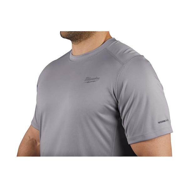 Work Light Skin 414G-L Performance Weight Depot T-Shirt Men\'s Home - The Milwaukee Gen II Short-Sleeve Gray Large