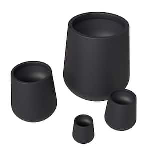 Orchid Modern 4-Piece Fiberstone and Clay Decorative Round Plant Pots with Drainage Holes, Black