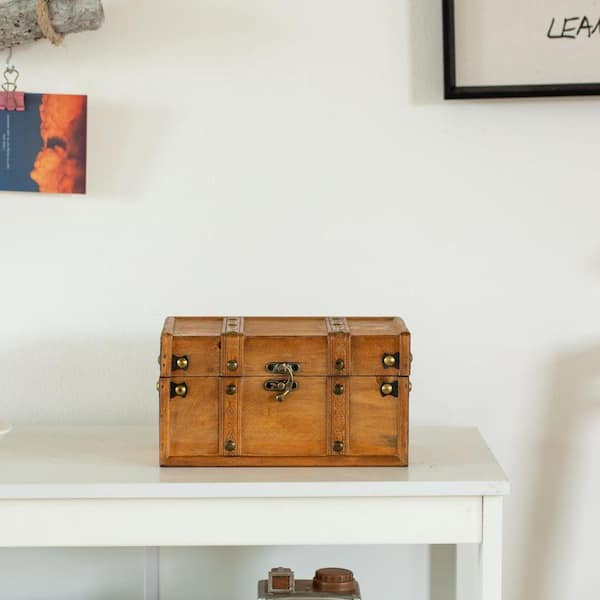 Vintiquewise Farmhouse Antique-Style Wood Treasure Chest with