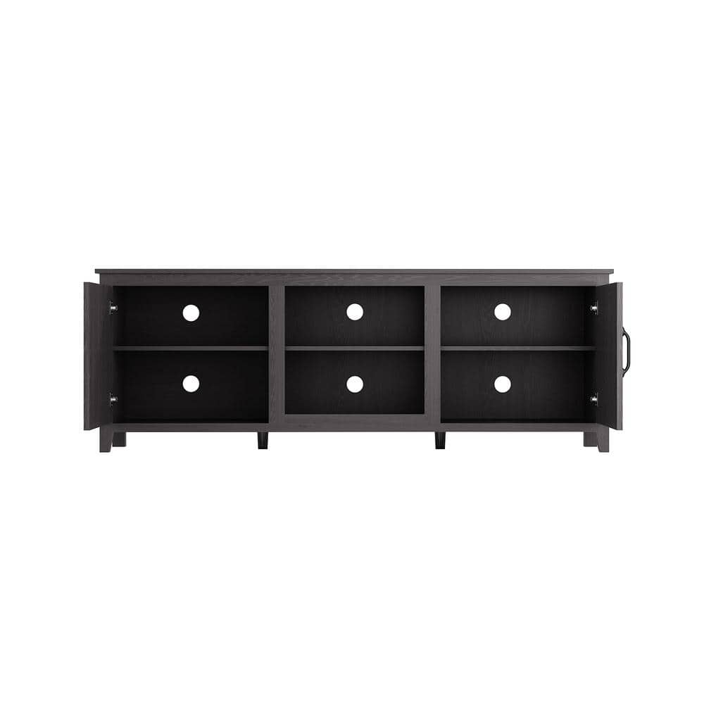 Modern Black Particle Board TV Stand with Cabinets and Shelves for 60" TVs