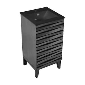 Cascade 18 in. Bathroom Vanity in Black Oak with Black Ceramic Sink Top