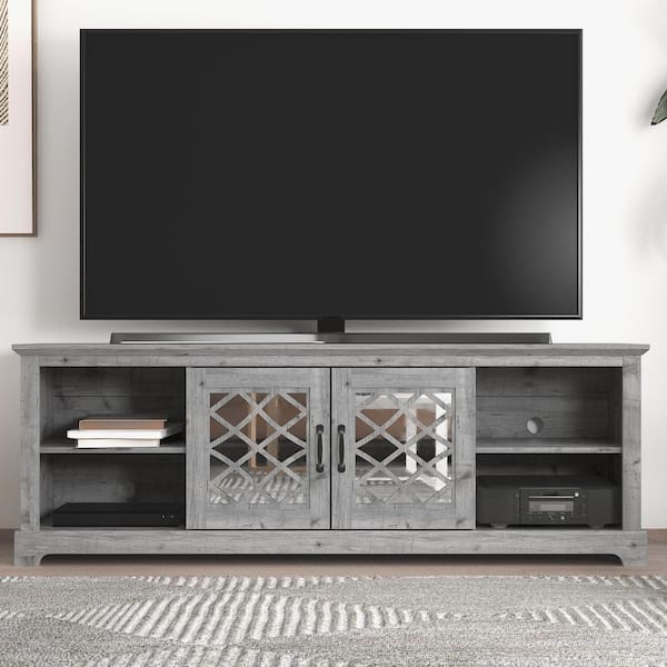 GALANO Millicent 68.2 in. Mexican Gray 2-Door TV Cabinet Fits TV's Up to 75 in.